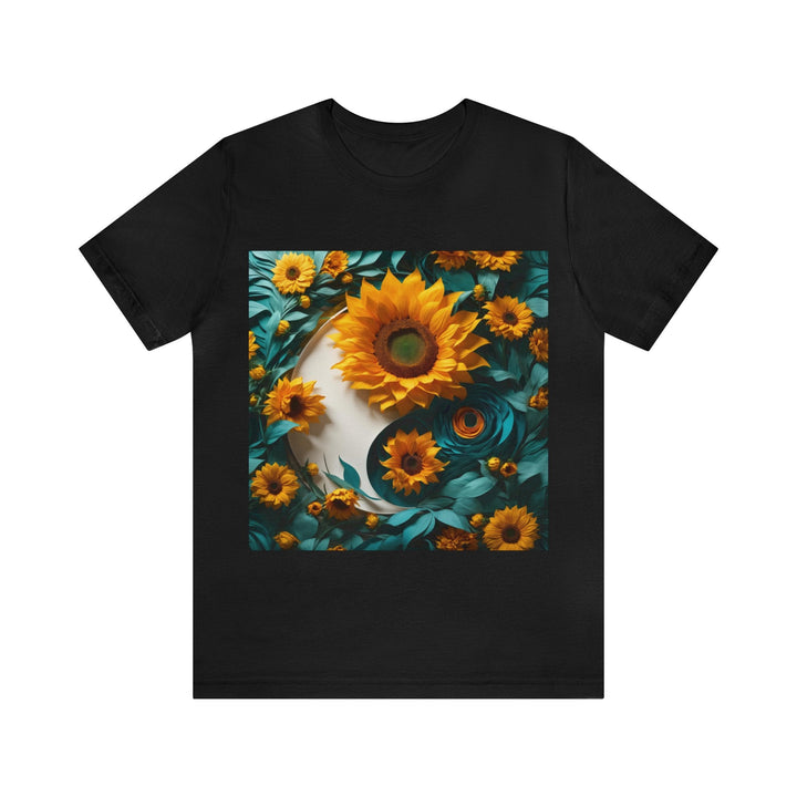 Sunflower Turquoise Elegance - Unisex Jersey Short Sleeve Tee - T-Shirt - g(0D·IO) - Black - S -