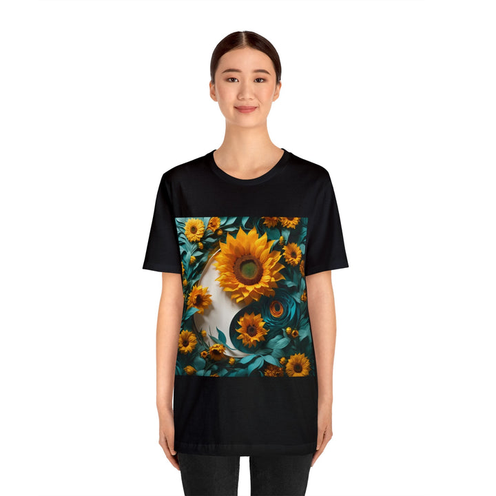 Sunflower Turquoise Elegance - Unisex Jersey Short Sleeve Tee - T-Shirt - g(0D·IO) - Black - S -