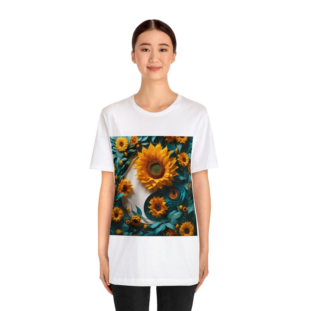 Sunflower Turquoise Elegance - Unisex Jersey Short Sleeve Tee - T-Shirt - g(0D·IO) - Black - S -