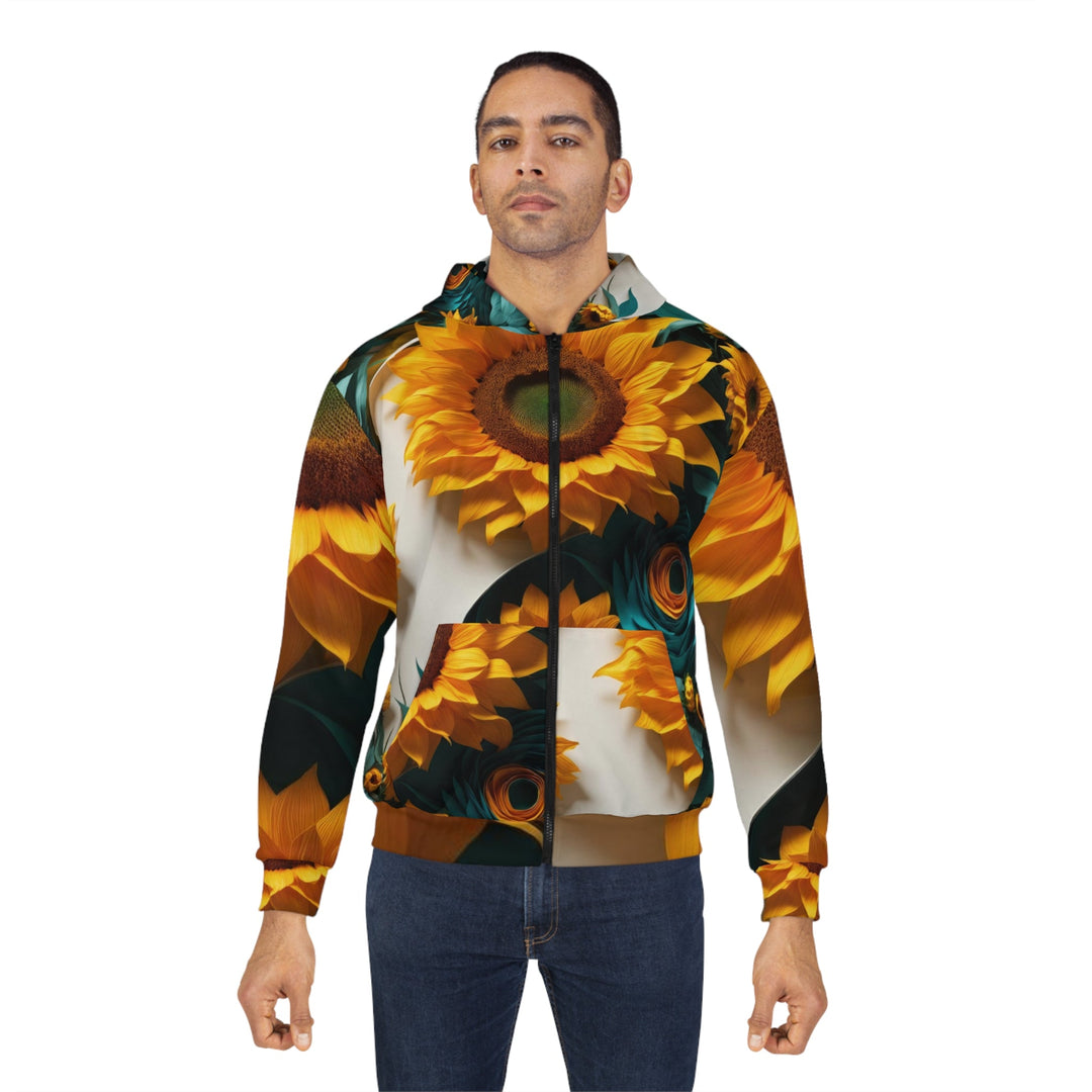 Sunflower Turquoise Elegance - Unisex Zip Hoodie - All Over Prints - g(0D·IO) - XS - -