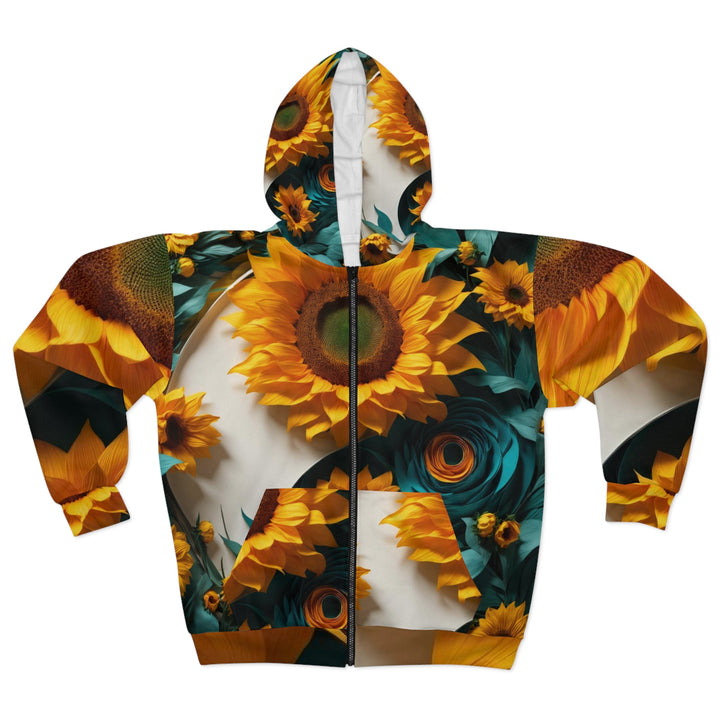 Sunflower Turquoise Elegance - Unisex Zip Hoodie - All Over Prints - g(0D·IO) - XS - -