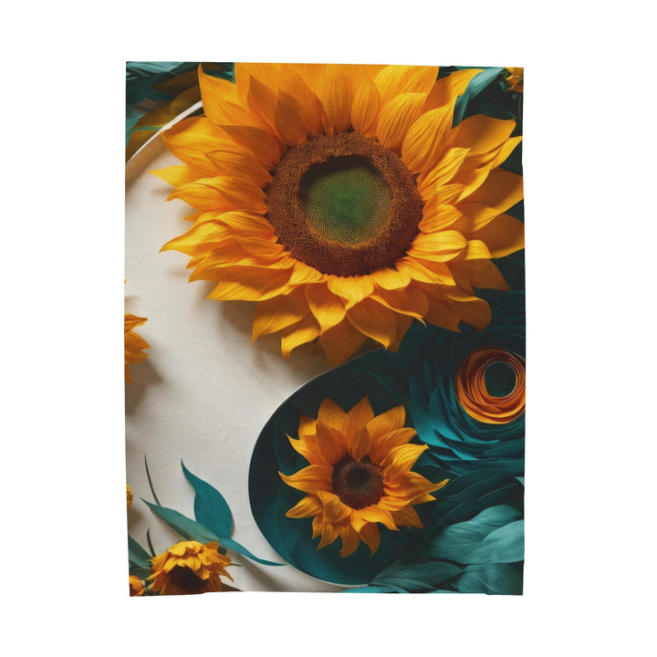 Sunflower Turquoise Elegance - Velveteen Plush Blanket - All Over Prints - g(0D·IO) - 60" × 80" - -