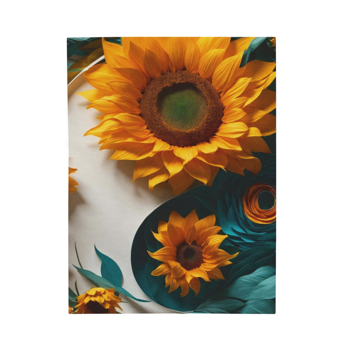 Sunflower Turquoise Elegance - Velveteen Plush Blanket - All Over Prints - g(0D·IO) - 30" × 40" - -