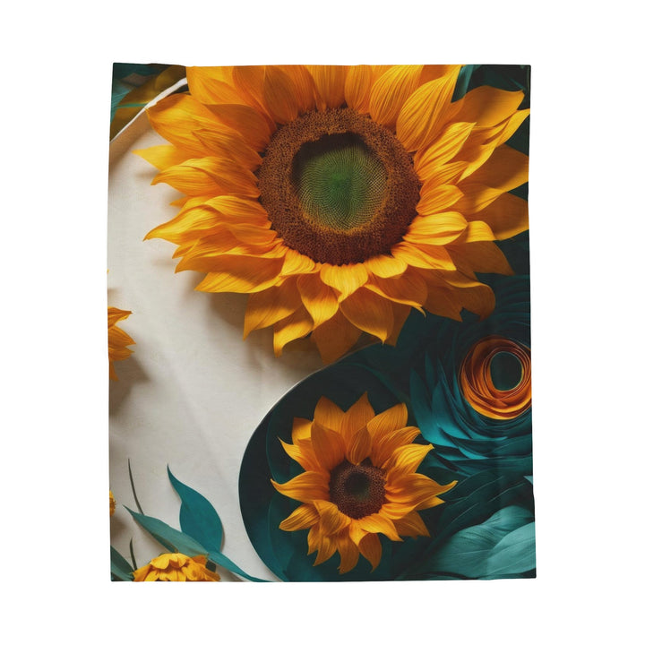 Sunflower Turquoise Elegance - Velveteen Plush Blanket - All Over Prints - g(0D·IO) - 50" × 60" - -