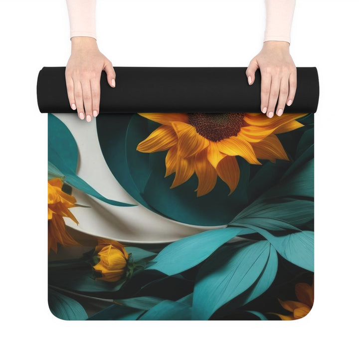 Sunflower Turquoise Elegance - Yoga Mat - Home Decor - g(0D·IO) - 24” x 68” - -