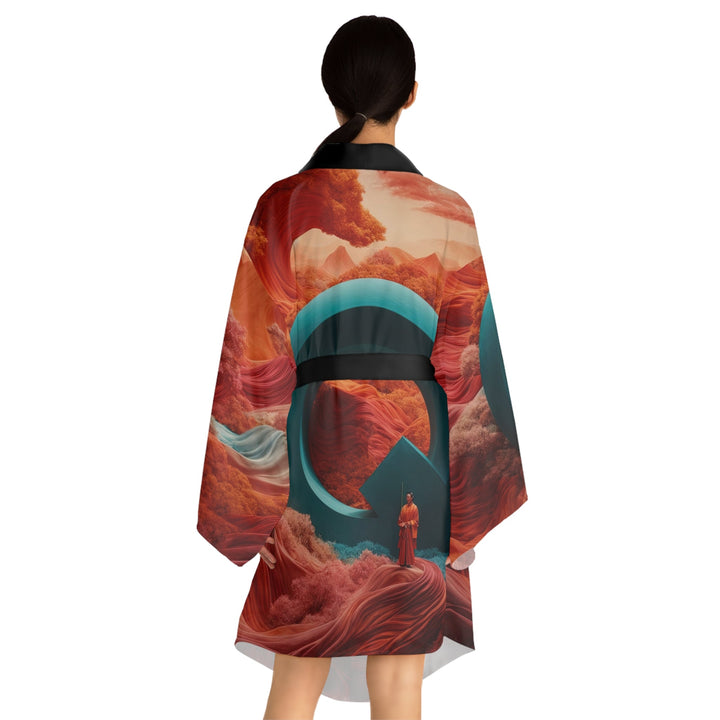 Surreal Autumnal Quest - Long Sleeve Kimono Robe - All Over Prints - g(0D·IO) - XS - Black -