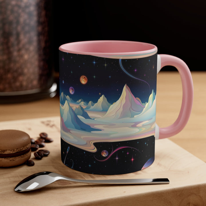 Surreal Cosmic Landscape - Accent Coffee Mug - Mug - g(0D·IO) - Pink - 11oz -