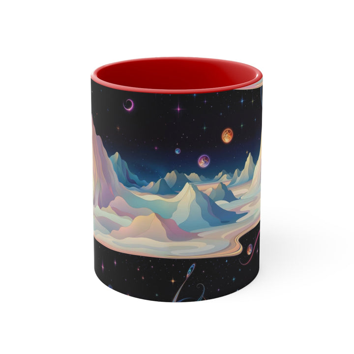 Surreal Cosmic Landscape - Accent Coffee Mug - Mug - g(0D·IO) - Red - 11oz -