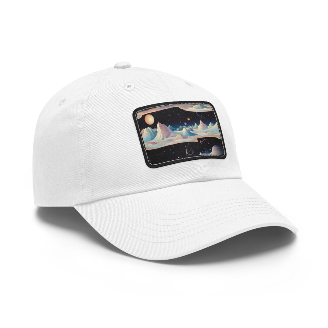 Surreal Cosmic Landscape - Dad Hat - Hats - g(0D·IO) - White / Black patch - Rectangle - One size