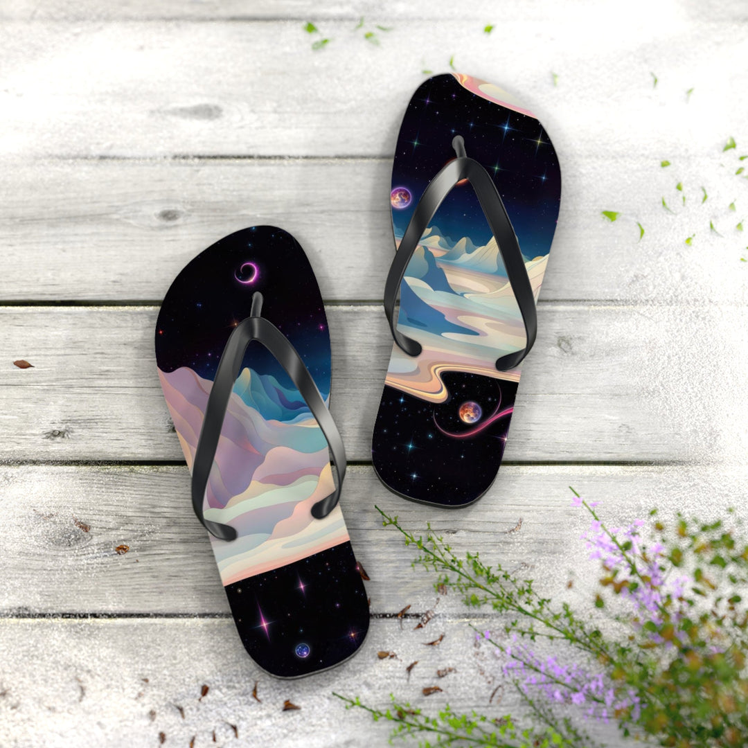 Surreal Cosmic Landscape - Flip Flops - Shoes - g(0D·IO) - XL - Black sole -