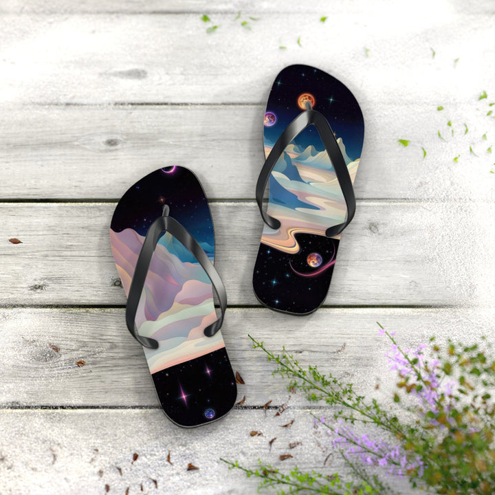 Surreal Cosmic Landscape - Flip Flops - Shoes - g(0D·IO) - XL - Black sole -