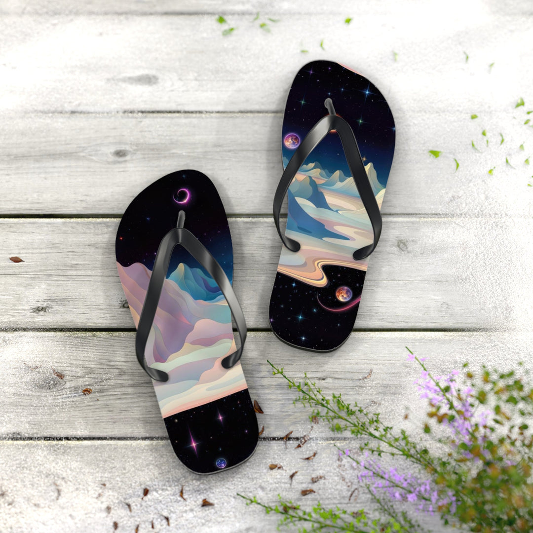 Surreal Cosmic Landscape - Flip Flops - Shoes - g(0D·IO) - XL - Black sole -