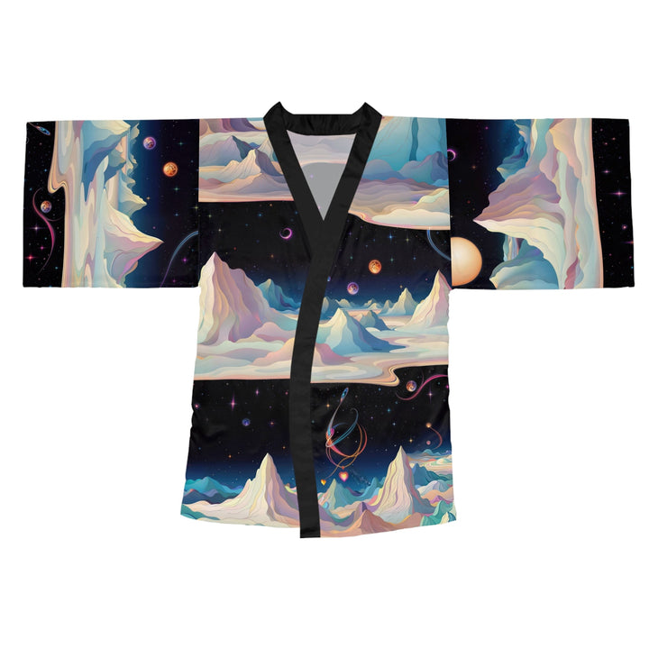 Surreal Cosmic Landscape - Long Sleeve Kimono Robe - All Over Prints - g(0D·IO) - XS - Black -