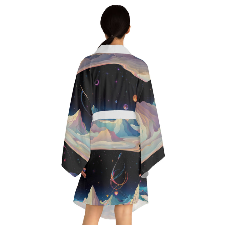 Surreal Cosmic Landscape - Long Sleeve Kimono Robe - All Over Prints - g(0D·IO) - XS - Black -