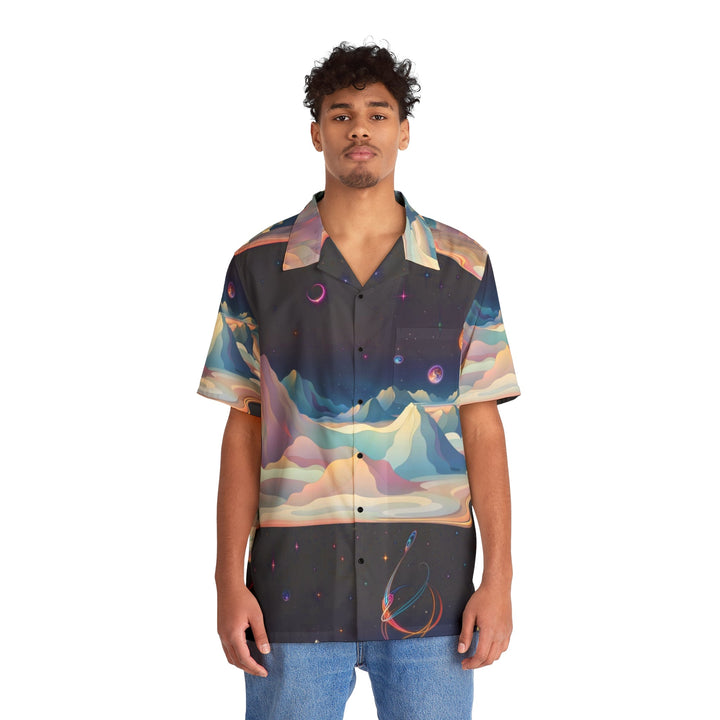 Surreal Cosmic Landscape - Men's Hawaiian Shirt - All Over Prints - g(0D·IO) - S - Black -