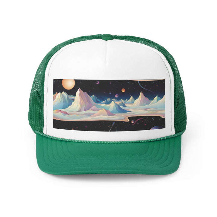 Surreal Cosmic Landscape - Trucker Hat - Hats - g(0D·IO) - Green - One size -