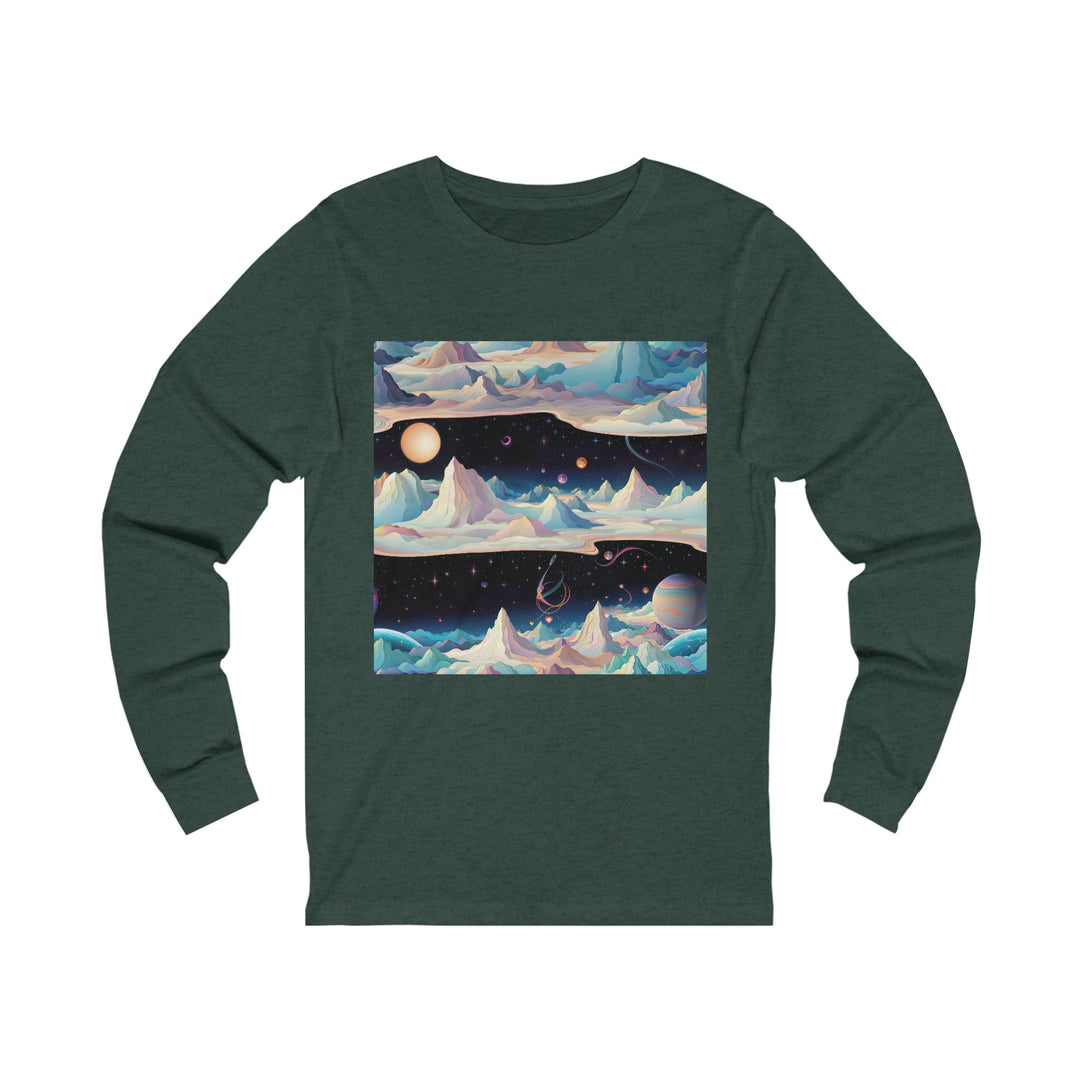 Surreal Cosmic Landscape - Unisex Jersey Long Sleeve Tee - Long-sleeve - g(0D·IO) - S - Heather Forest -