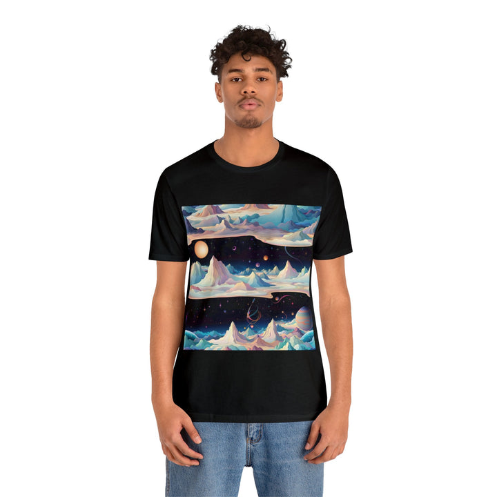 Surreal Cosmic Landscape - Unisex Jersey Short Sleeve Tee - T-Shirt - g(0D·IO) - Black - S -