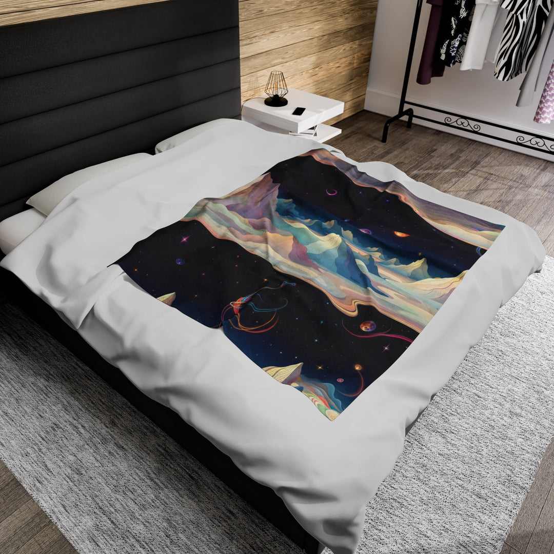 Surreal Cosmic Landscape - Velveteen Plush Blanket - All Over Prints - g(0D·IO) - 60" × 80" - -