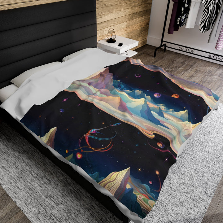 Surreal Cosmic Landscape - Velveteen Plush Blanket - All Over Prints - g(0D·IO) - 60" × 80" - -