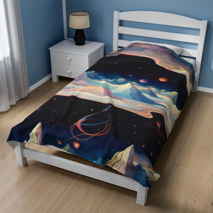 Surreal Cosmic Landscape - Velveteen Plush Blanket - All Over Prints - g(0D·IO) - 60" × 80" - -