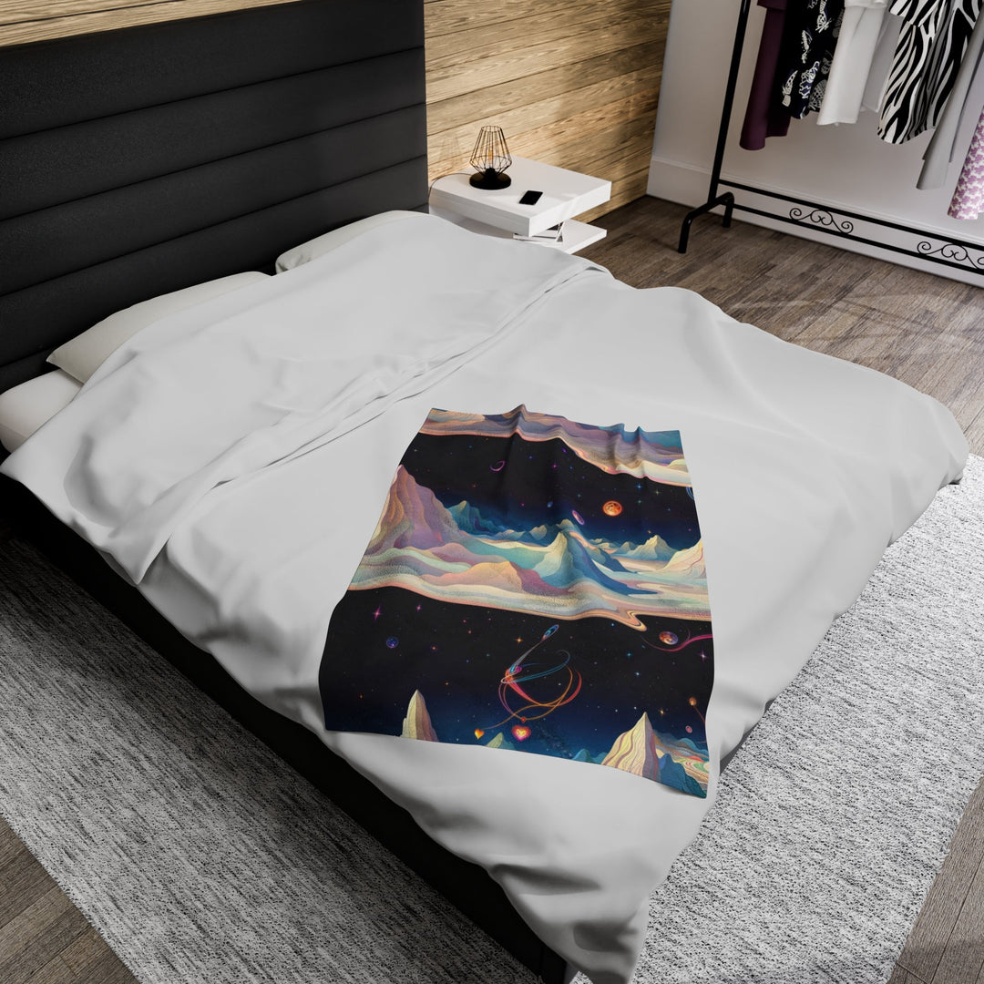 Surreal Cosmic Landscape - Velveteen Plush Blanket - All Over Prints - g(0D·IO) - 60" × 80" - -