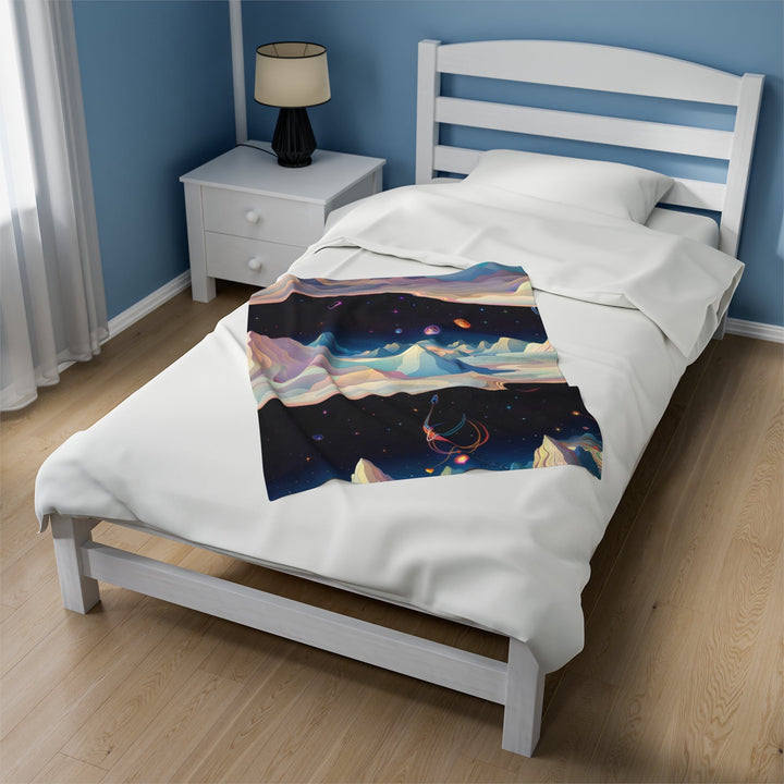 Surreal Cosmic Landscape - Velveteen Plush Blanket - All Over Prints - g(0D·IO) - 60" × 80" - -