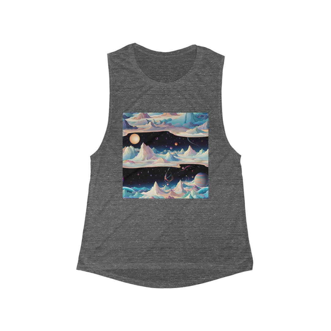 Surreal Cosmic Landscape - Women's Flowy Scoop Muscle Tank - Tank Top - g(0D·IO) - S - Asphalt Slub -