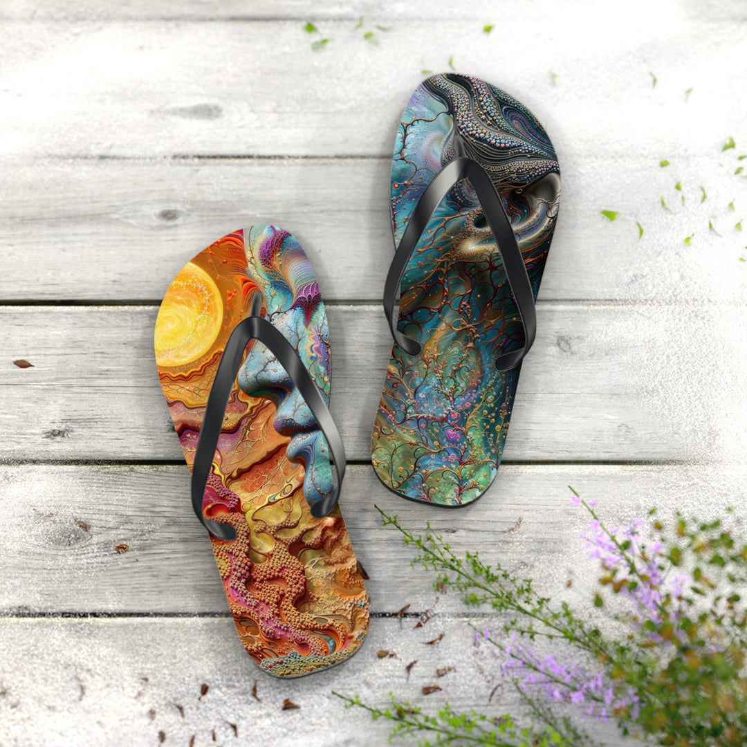 Surreal Nature Portrait - Flip Flops - Shoes - g(0D·IO) - XL - Black sole -