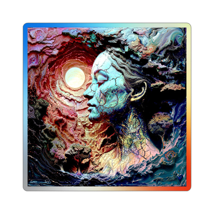 Surreal Nature Portrait - Holographic Die-Cut Sticker - Paper products - g(0D·IO) - 5" × 5" - Die-Cut - Holographic