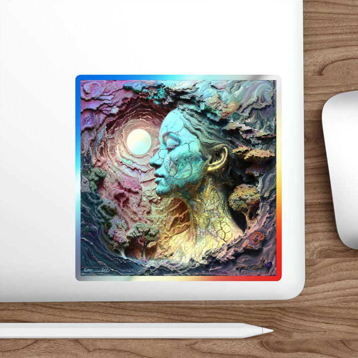 Surreal Nature Portrait - Holographic Die-Cut Sticker - Paper products - g(0D·IO) - 5" × 5" - Die-Cut - Holographic