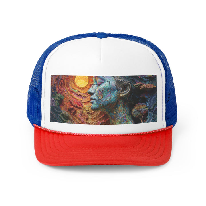 Surreal Nature Portrait - Trucker Hat - Hats - g(0D·IO) - Blue/Red - One size -