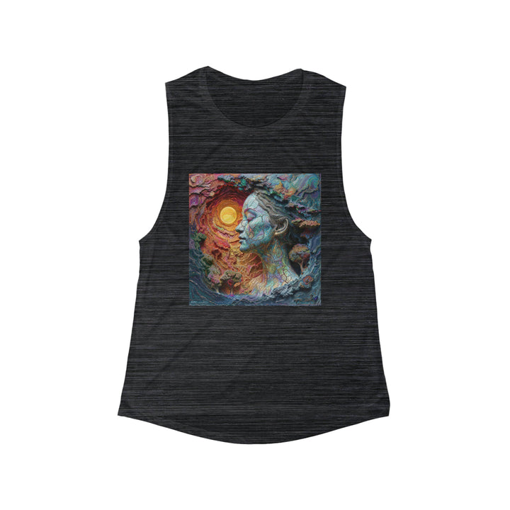 Surreal Nature Portrait - Women's Flowy Scoop Muscle Tank - Tank Top - g(0D·IO) - S - Black Slub -