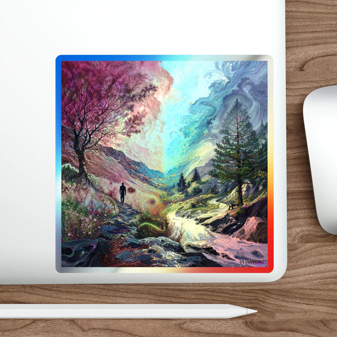 Surreal Nature's Contrast - Holographic Die-Cut Sticker - Paper products - g(0D·IO) - 5" × 5" - Die-Cut - Holographic