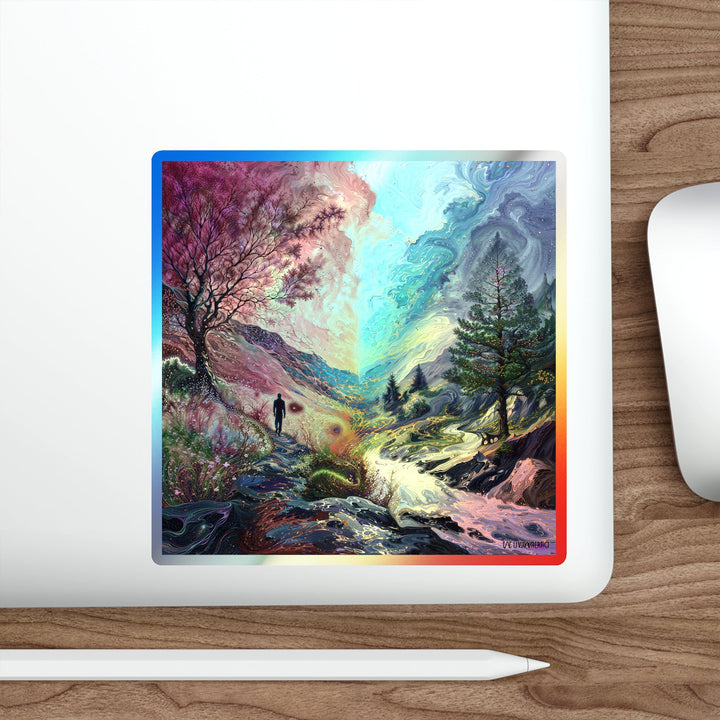 Surreal Nature's Contrast - Holographic Die-Cut Sticker - Paper products - g(0D·IO) - 5" × 5" - Die-Cut - Holographic