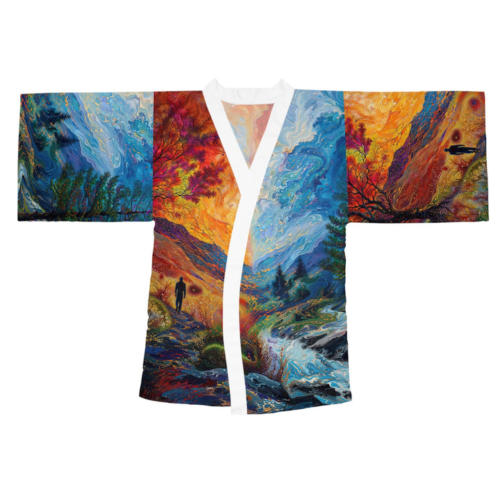 Surreal Nature's Contrast - Long Sleeve Kimono Robe - All Over Prints - g(0D·IO) - XS - White -