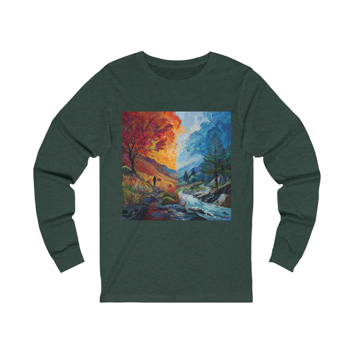 Surreal Nature's Contrast - Unisex Jersey Long Sleeve Tee - Long-sleeve - g(0D·IO) - S - Heather Forest -