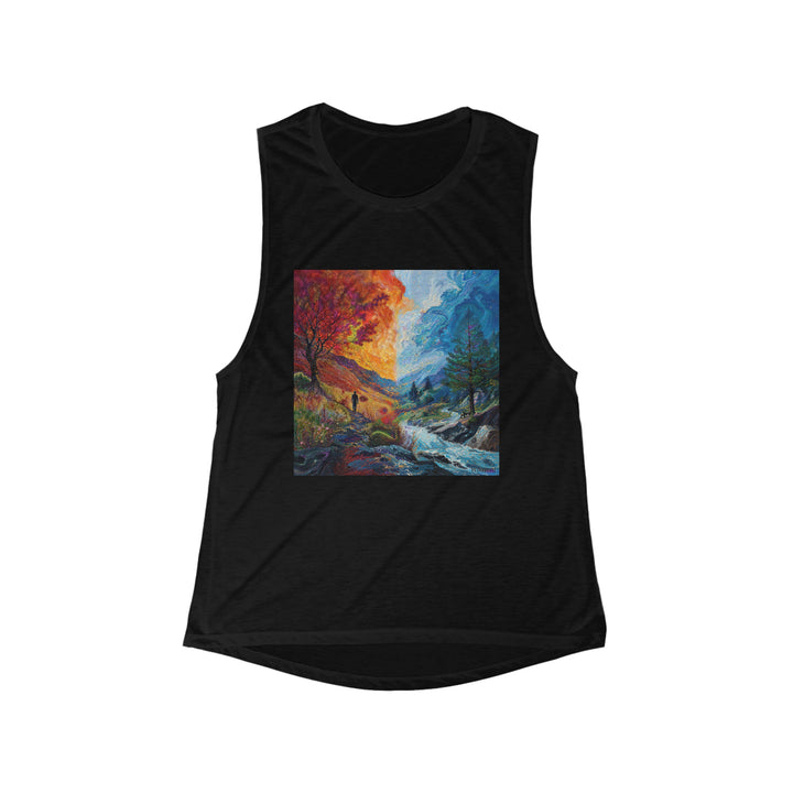 Surreal Nature's Contrast - Women's Flowy Scoop Muscle Tank - Tank Top - g(0D·IO) - S - Black -