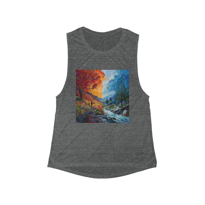 Surreal Nature's Contrast - Women's Flowy Scoop Muscle Tank - Tank Top - g(0D·IO) - S - Asphalt Slub -