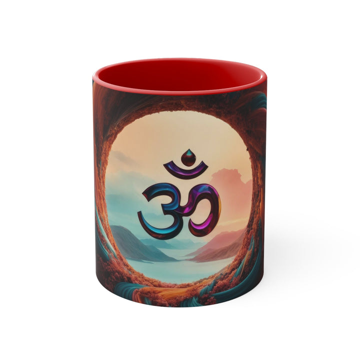 Surreal Om Vortex - Accent Coffee Mug - Mug - g(0D·IO) - Red - 11oz -