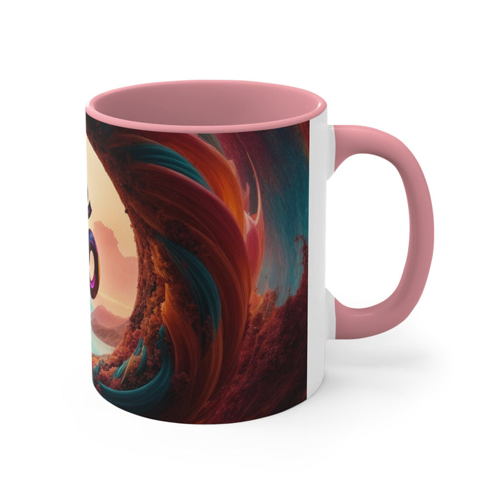 Surreal Om Vortex - Accent Coffee Mug - Mug - g(0D·IO) - Pink - 11oz -