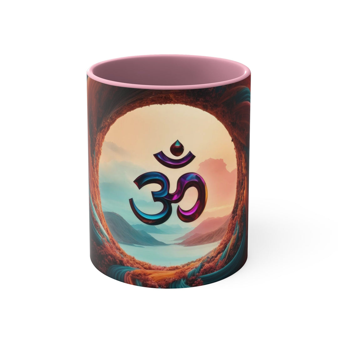 Surreal Om Vortex - Accent Coffee Mug - Mug - g(0D·IO) - Pink - 11oz -