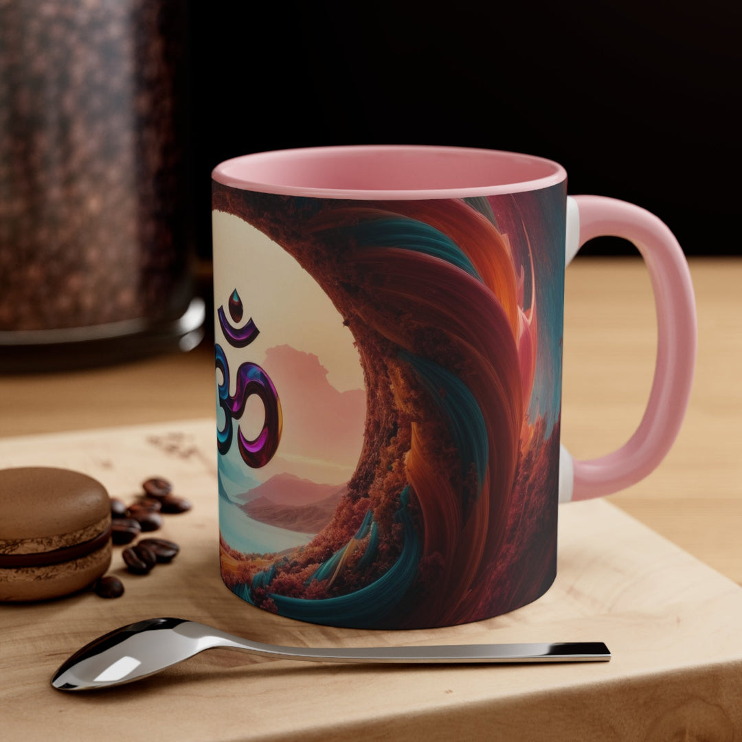 Surreal Om Vortex - Accent Coffee Mug - Mug - g(0D·IO) - Pink - 11oz -