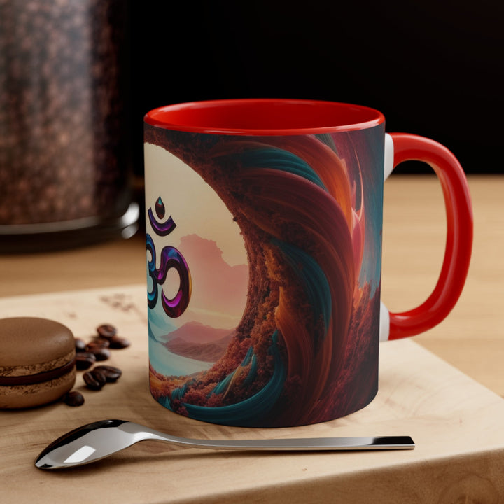 Surreal Om Vortex - Accent Coffee Mug - Mug - g(0D·IO) - Pink - 11oz -