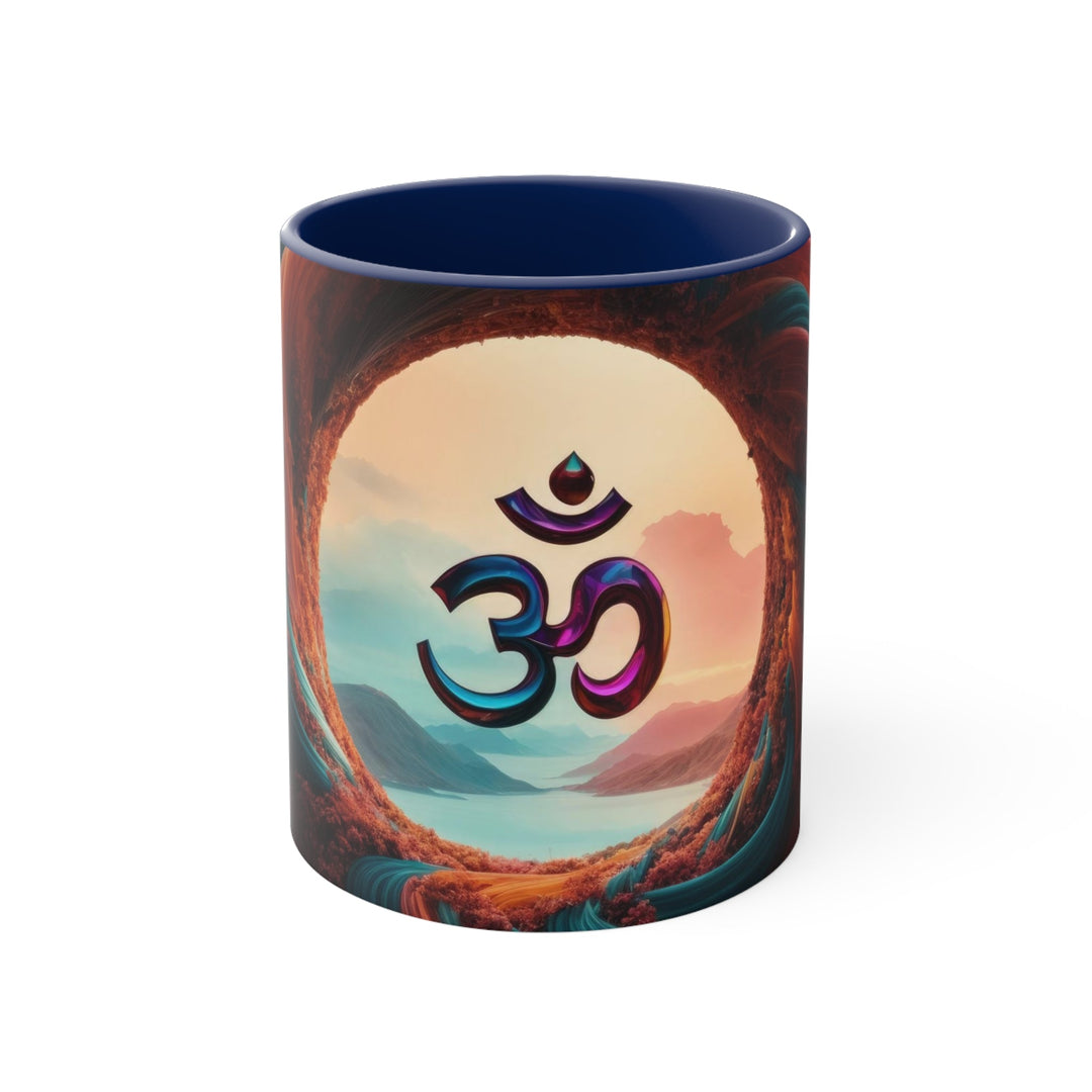 Surreal Om Vortex - Accent Coffee Mug - Mug - g(0D·IO) - Navy - 11oz -