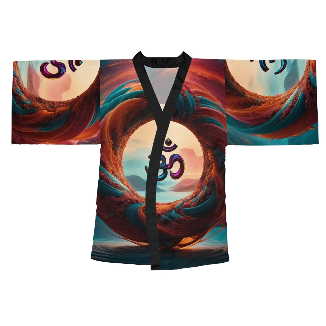 Surreal Om Vortex - Long Sleeve Kimono Robe - All Over Prints - g(0D·IO) - XS - Black -