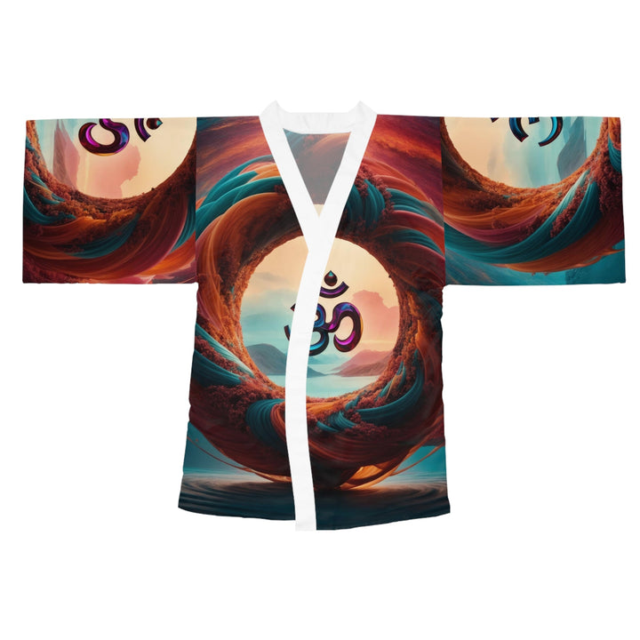 Surreal Om Vortex - Long Sleeve Kimono Robe - All Over Prints - g(0D·IO) - XS - White -