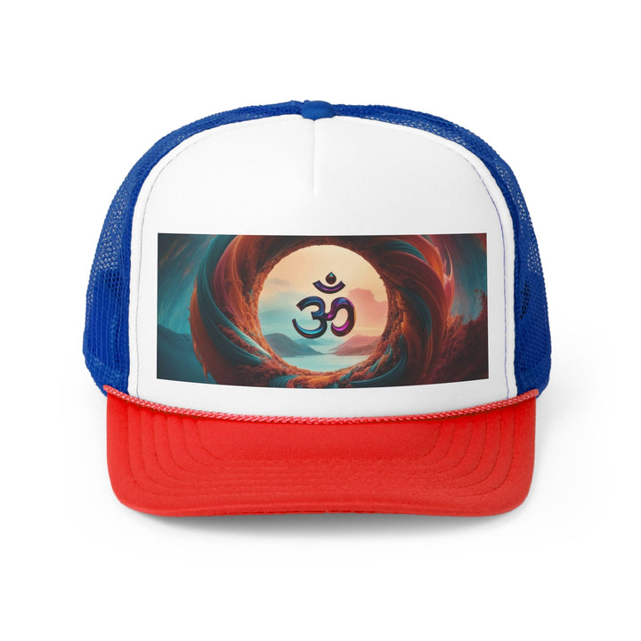 Surreal Om Vortex - Trucker Hat - Hats - g(0D·IO) - Blue/Red - One size -