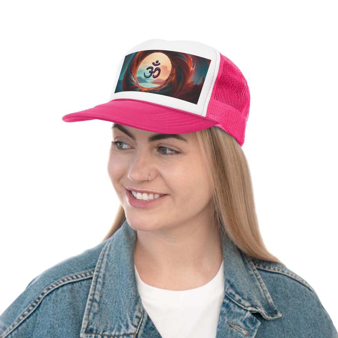 Surreal Om Vortex - Trucker Hat - Hats - g(0D·IO) - Pink - One size -