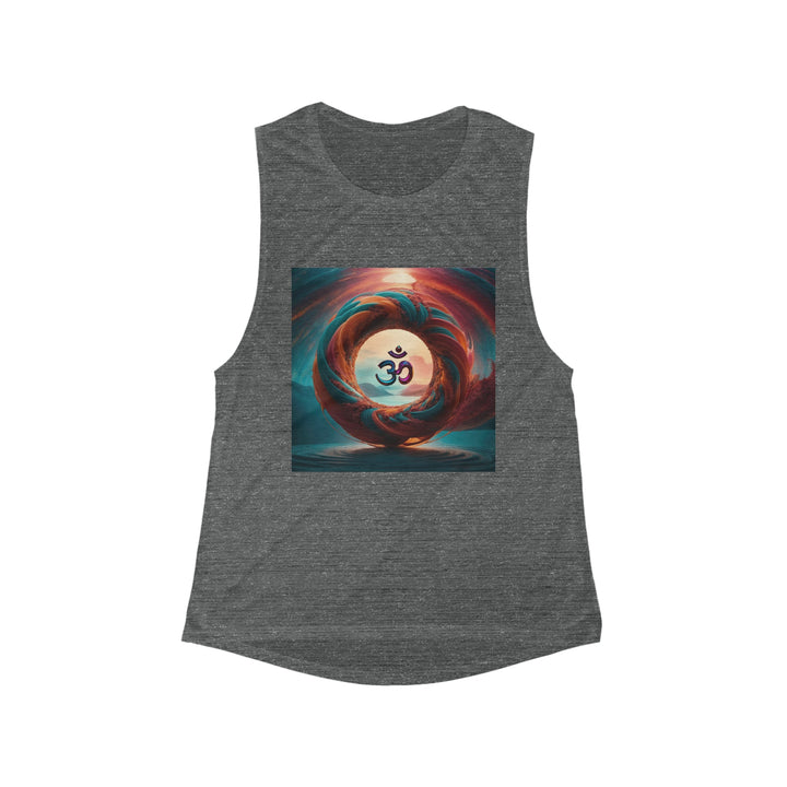 Surreal Om Vortex - Women's Flowy Scoop Muscle Tank - Tank Top - g(0D·IO) - S - Asphalt Slub -